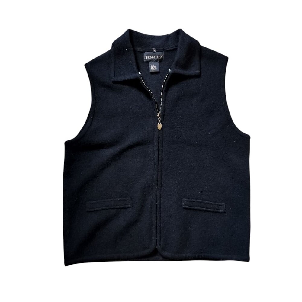 Black wool zipper wool vest, Old money balletcore, sustainable and eco-friendly